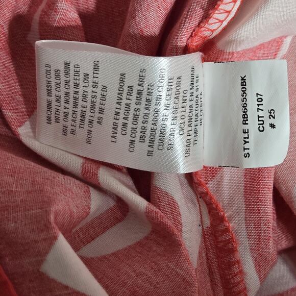 Robbie Bee Dress Womens Medium Red White Floral Ruffle Tropical Hawaiian Peasant - Picture 6 of 11